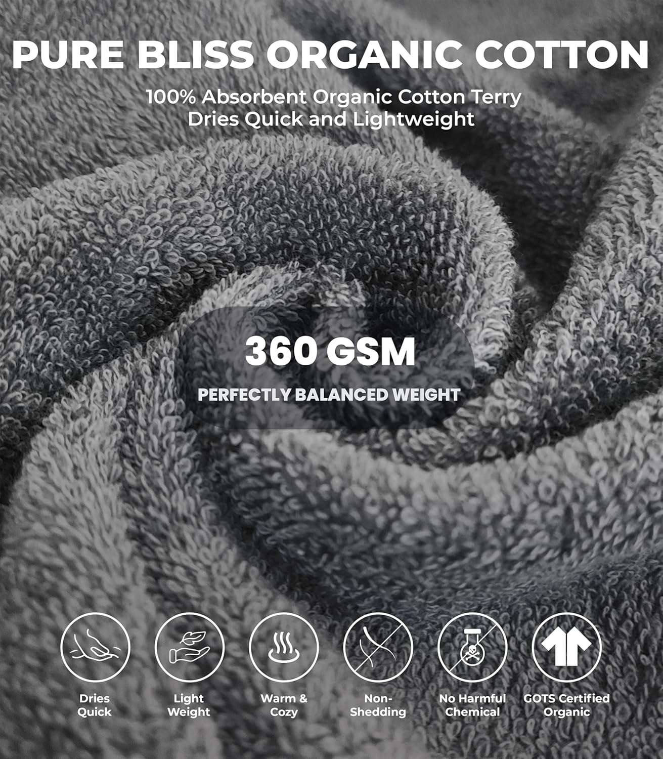 Plush Necessities 100% GOTS Certified Organic Cotton Terry Bathrobe