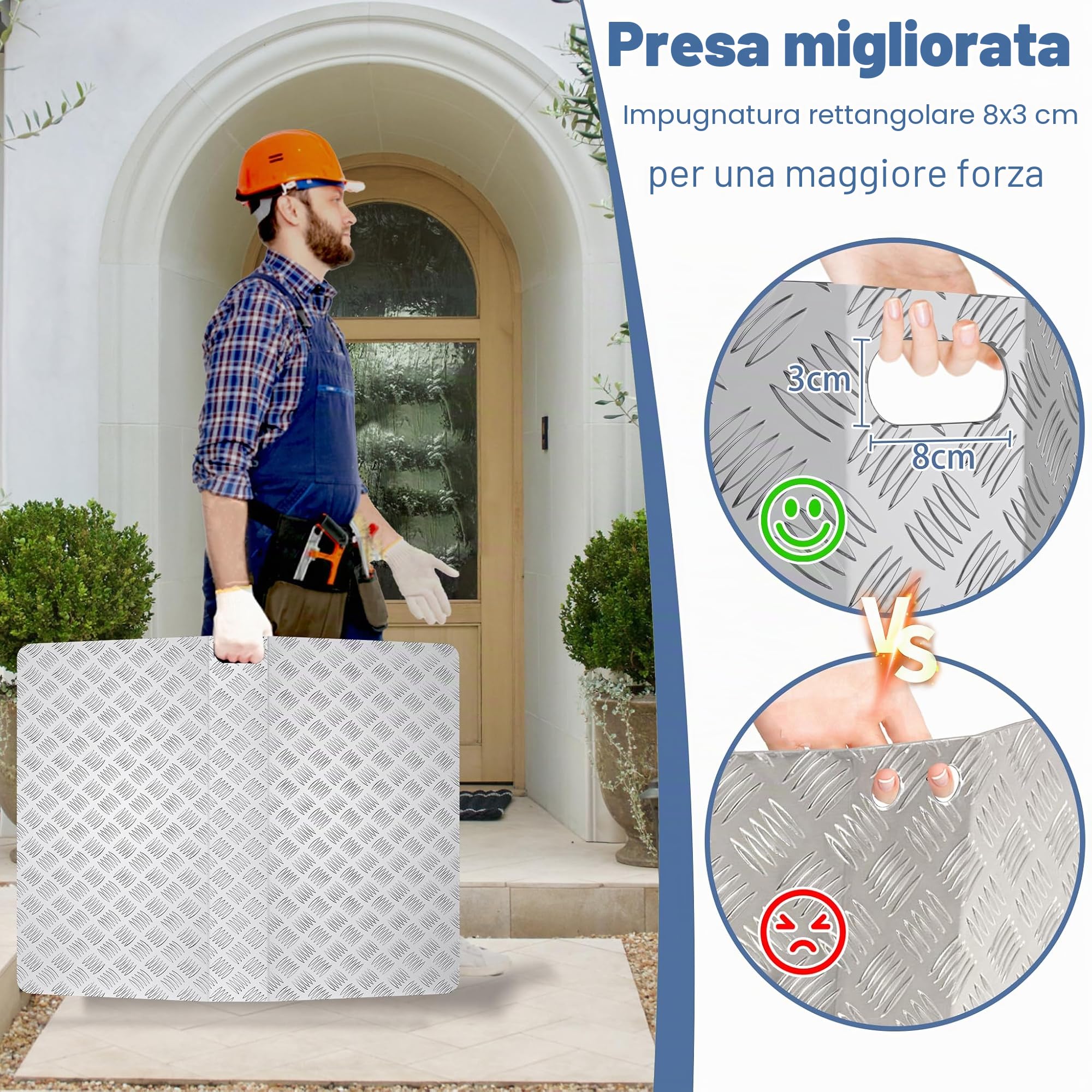 YRHome Rampa per soglia da porta, 60 cm, altezza 10 cm, larghezza 70 cm, per sedia a rotelle, ponte di soglia, antiscivolo, portatile, con maniglie per interni ed esterni