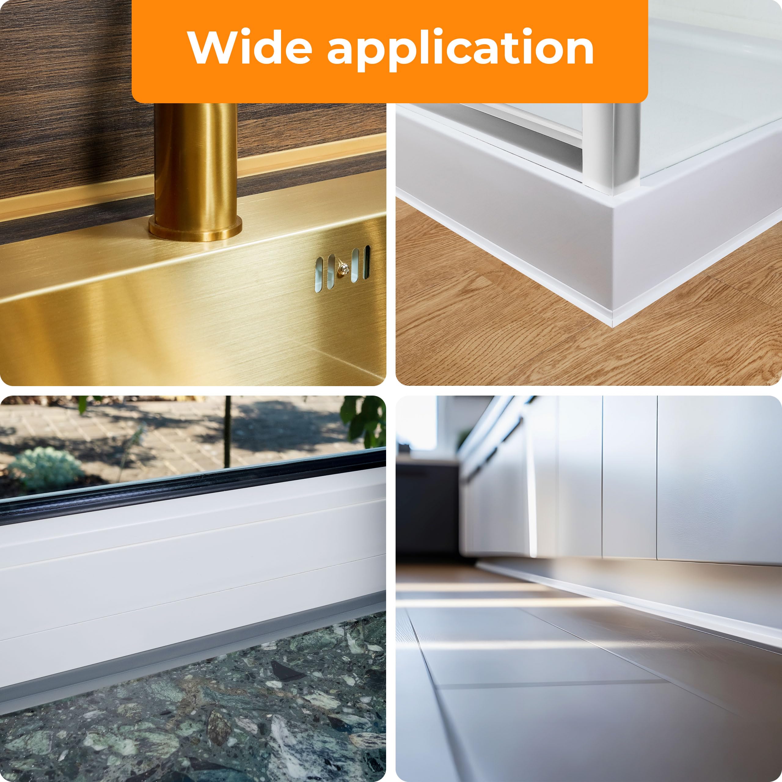 Quest Battiscopa Morbido Adesivo - 30 mm x 30 mm - Finitura Flessibile, Listello in PVC, Profilo Angolare per Cucina, Bagno, Parete, Pavimento - Decorativo, Resistente ai raggi UV (Grigio scuro, 5m)