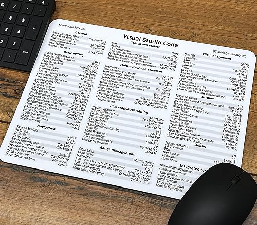 Miniatura 1 de Visual Studio Code Ultimate Keyboard Shortcut Guía de referencia para mousepad, goma antideslizante laminada de alta calidad, color blanco, grande