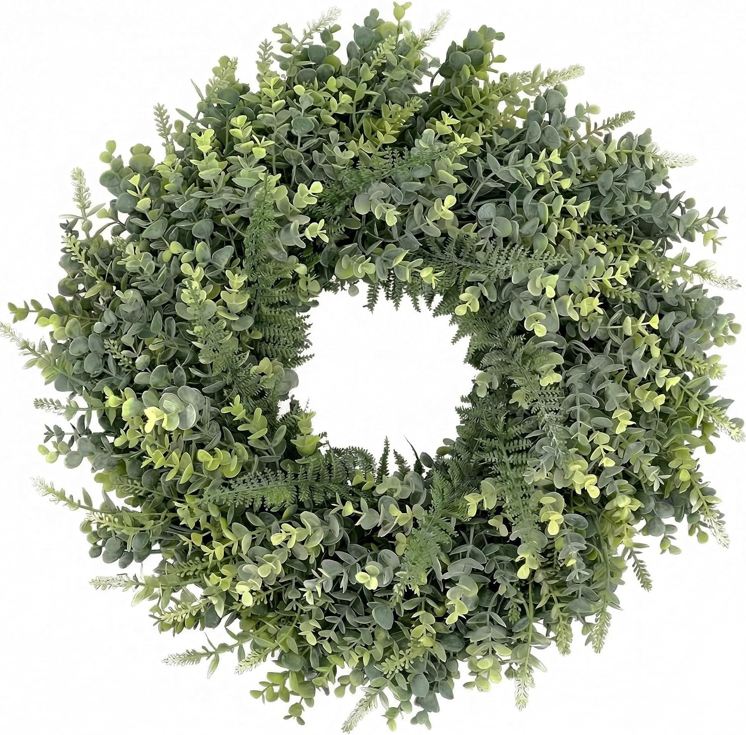 26" Large Eucalyptus Wreath for Front Door, Artificial Greenery Wreath for Home Farmhouse Wall Decor, Spring Summer All Season Everyday Wreath(Green)