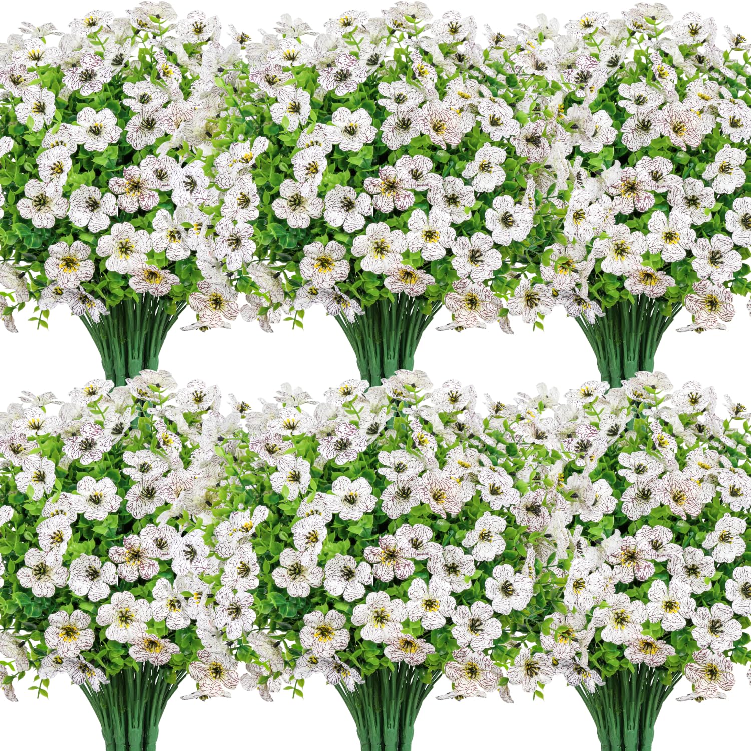 Besteek 20 Bundles Artificial Flowers for Outdoors Decoration Fake Silk Flowers UV Resistant Faux Plants Artificial Daisy Eucalyptus for Spring Summer