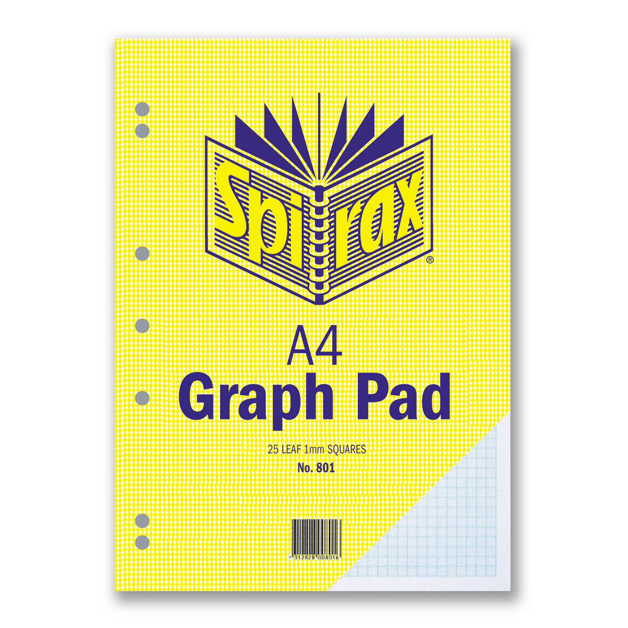 Spirax 801 Graph Pad A4 1mm - 25 Leaf - Pack of 10