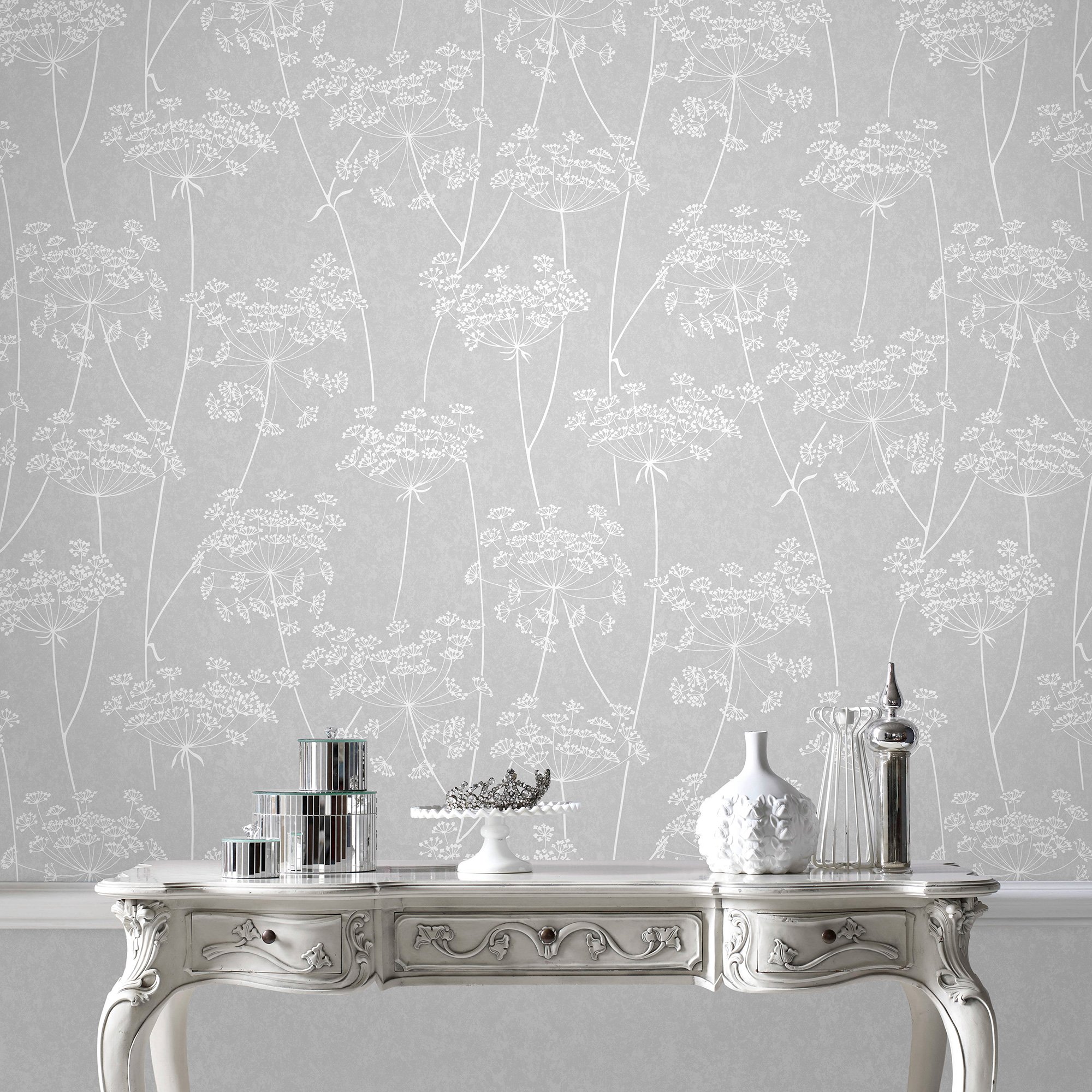 Buy Superfresco Easy Paste the wall Aura Sprig Motif Grey Wallpaper