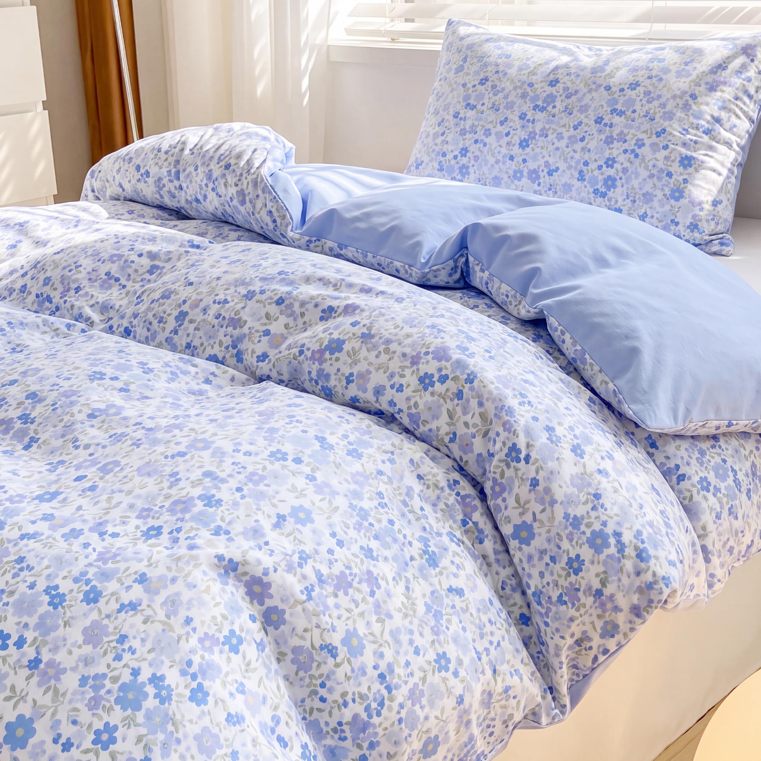 Bedsure Single Duvet Cover Set - Microfiber Reversible Bedding, Blue