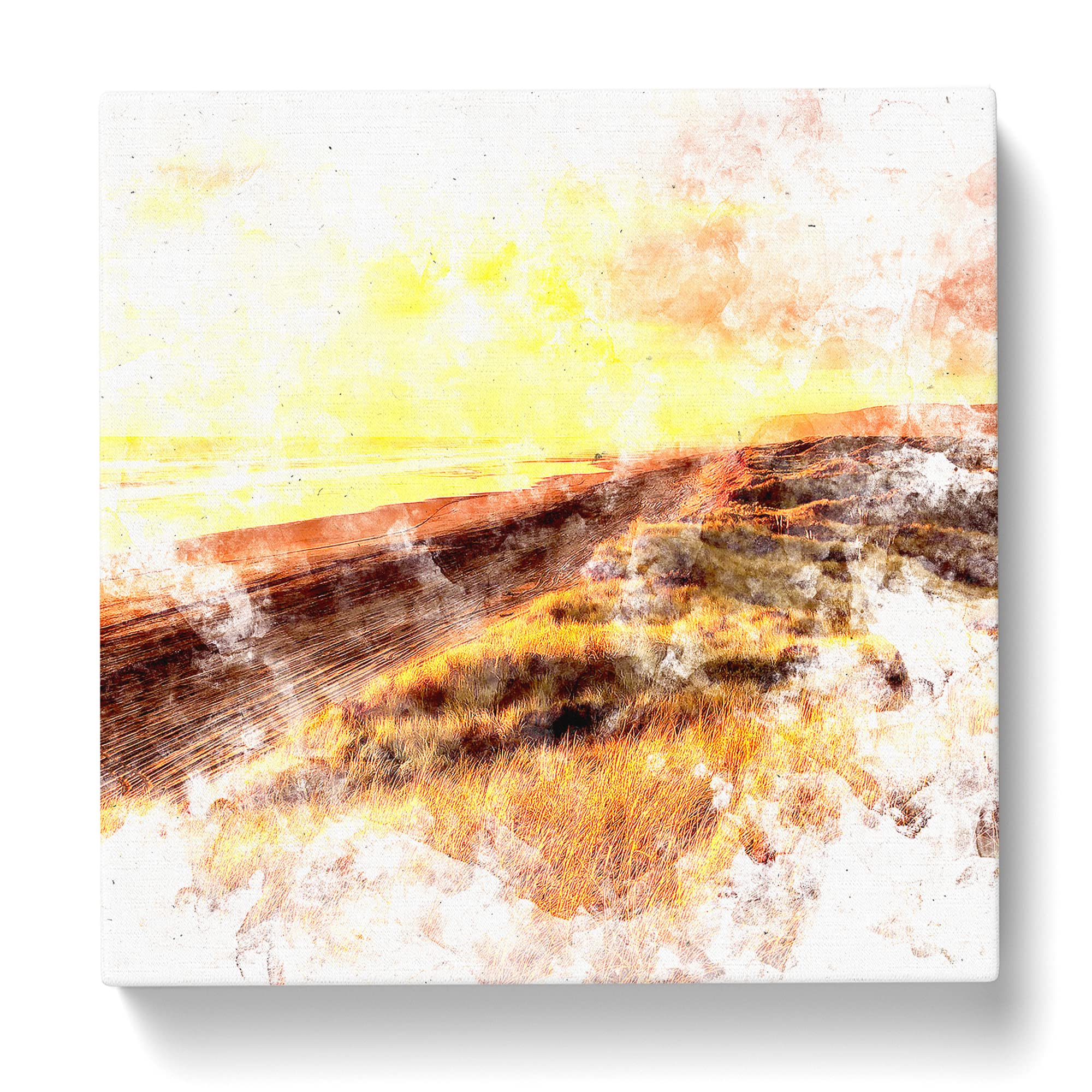 Over a Beach in New Zealand Watercolour Canvas Print, Mixed, 35L x 35W cm - Image 3