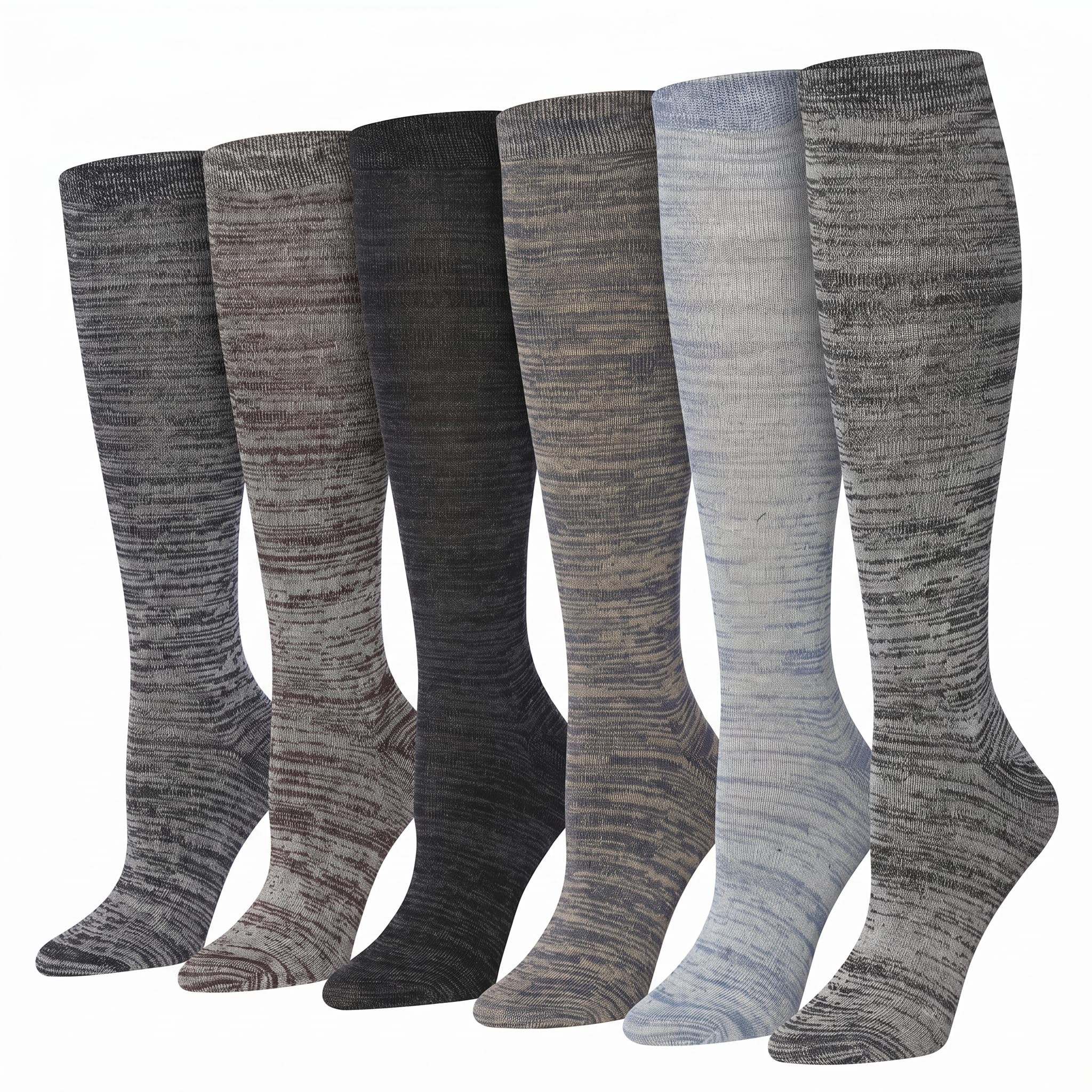 Tipi Toe Women’s Knee High Socks 6 Pack – Colorful Funky Patterned Long Socks, Soft &amp; Comfortable Everyday Wear
