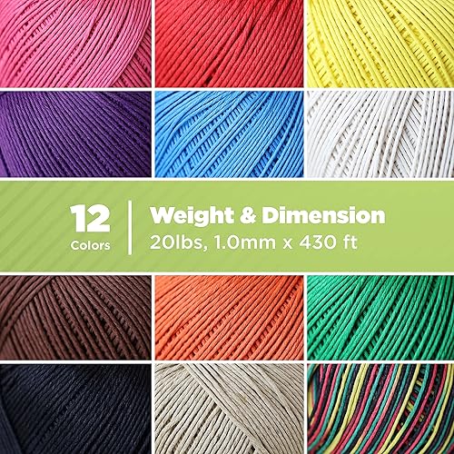 Miniatura 10 de Bean Products Cordel de cáñamo, alta resistencia a la tracción y duradero, fabricado con 100% cáñamo, perfecto para joyas, artes y manualidades,