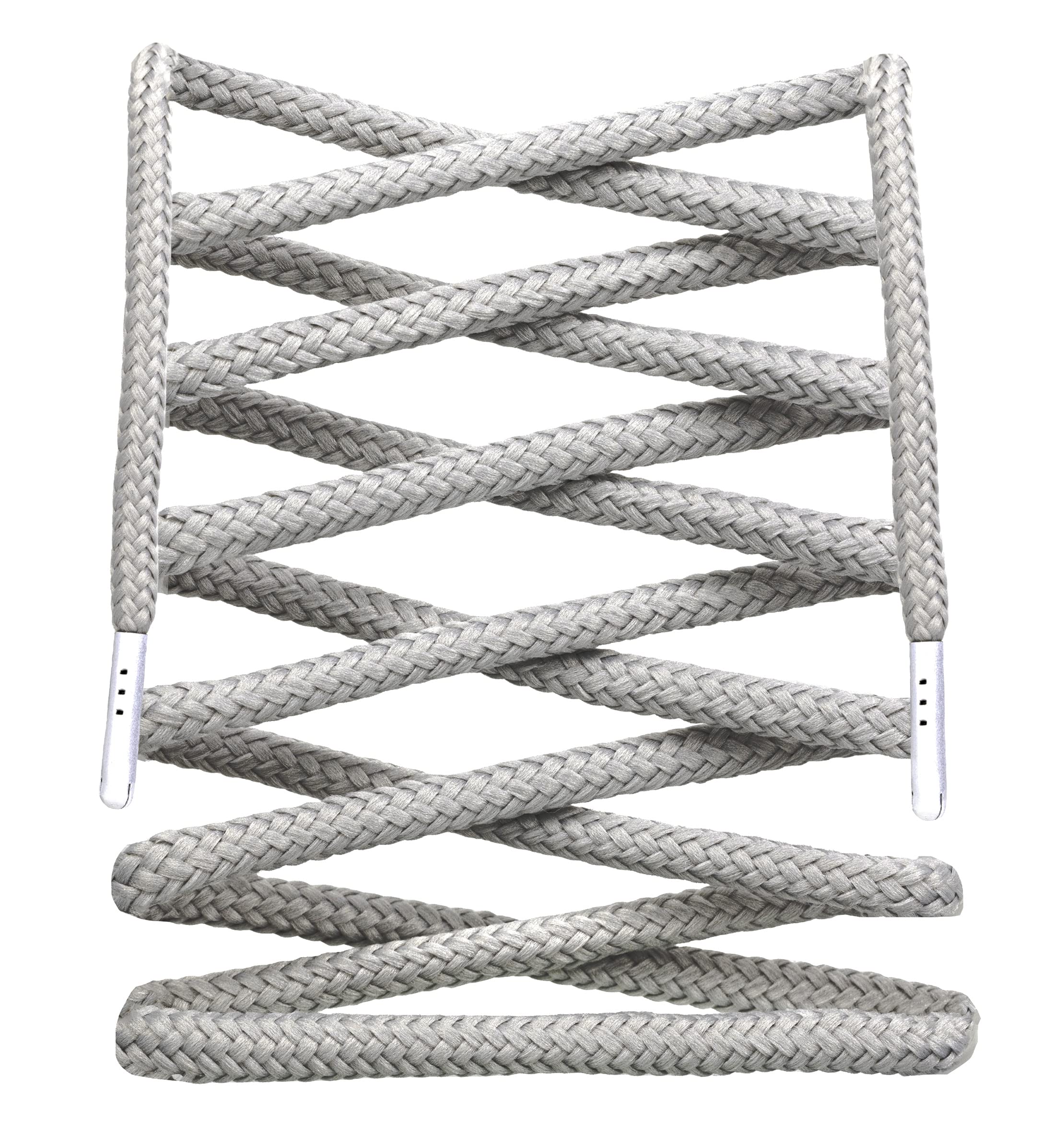 LitLaces - Premium Jordan 11 Replacement Shoe Laces Durable Woven Polyester Shoe Strings for Basketball and Athletic Sneakers (Grey/White, 55")