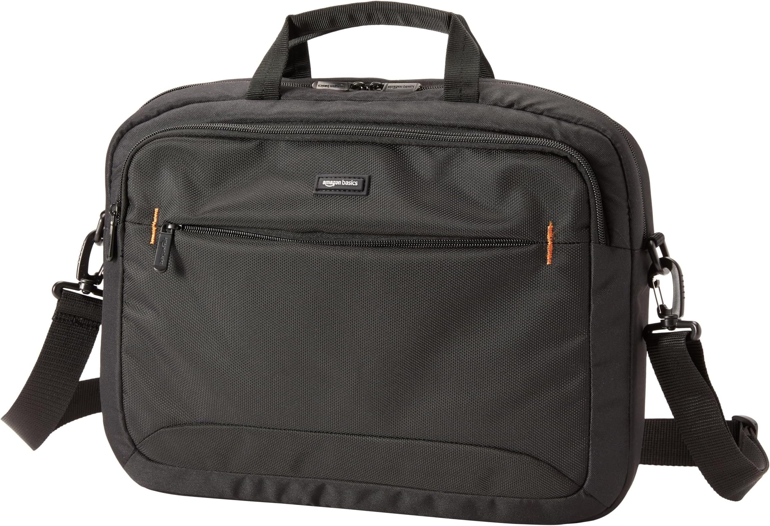 Amazon Basics Laptop Carrying Case with Shoulder Strap and Handle, Large Capacity, Black, 15.6 in (Pack of 6)