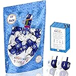The Dreidel Company 100 Solid Blue & White Hand Painted Wooden Hanukkah Dreidels with English Transliteration - Includes Detailed 3 Game Instruction Cards- (100-Pack)