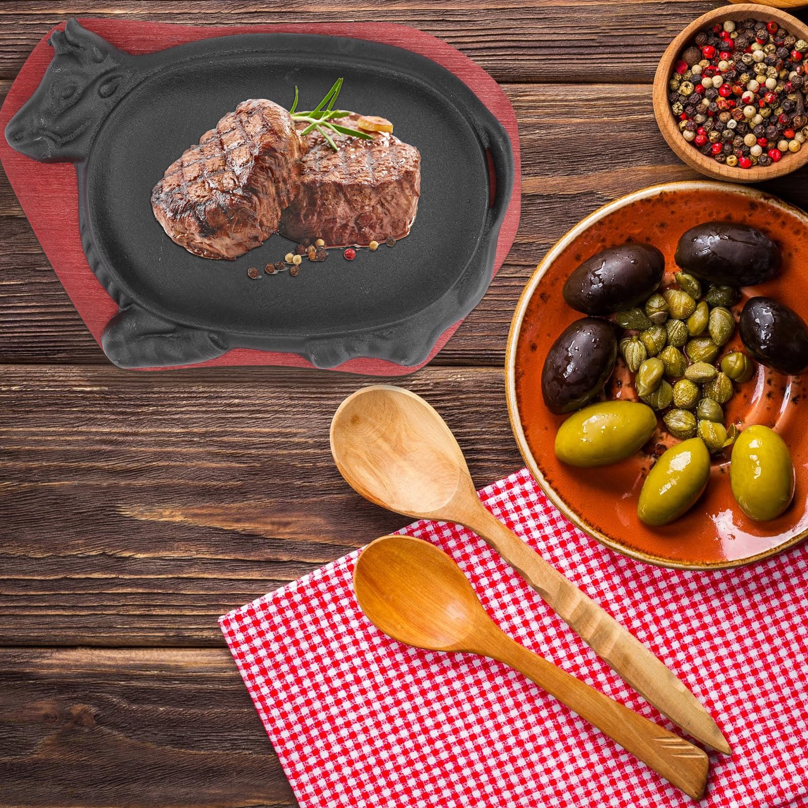 SHINEOFI Piastra in Ferro Nero per Grigliare Bistecche, Padella Antiaderente Facile da Pulire e Trasferire, per Barbecue e Cucina Giapponese