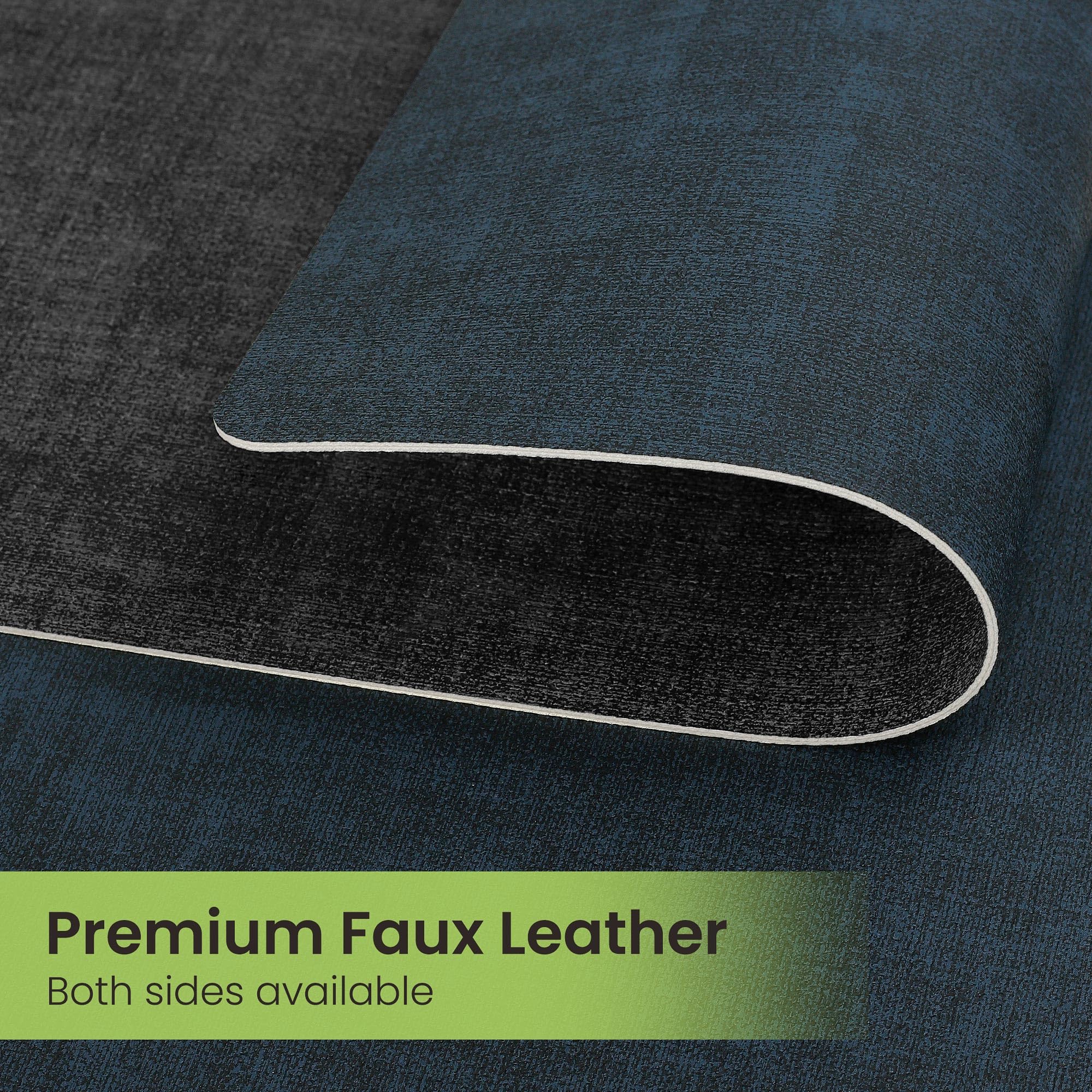 Set di 6 tovagliette quadrate in finta pelle, antiscivolo, resistenti al calore, con sottobicchiere, reversibili, lavabili e impermeabili, per cucina, sala da pranzo, esterni (6, nero, blu navy)