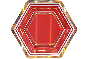 Papyrus Gold and Red Striped 8-Count Dessert Plates
