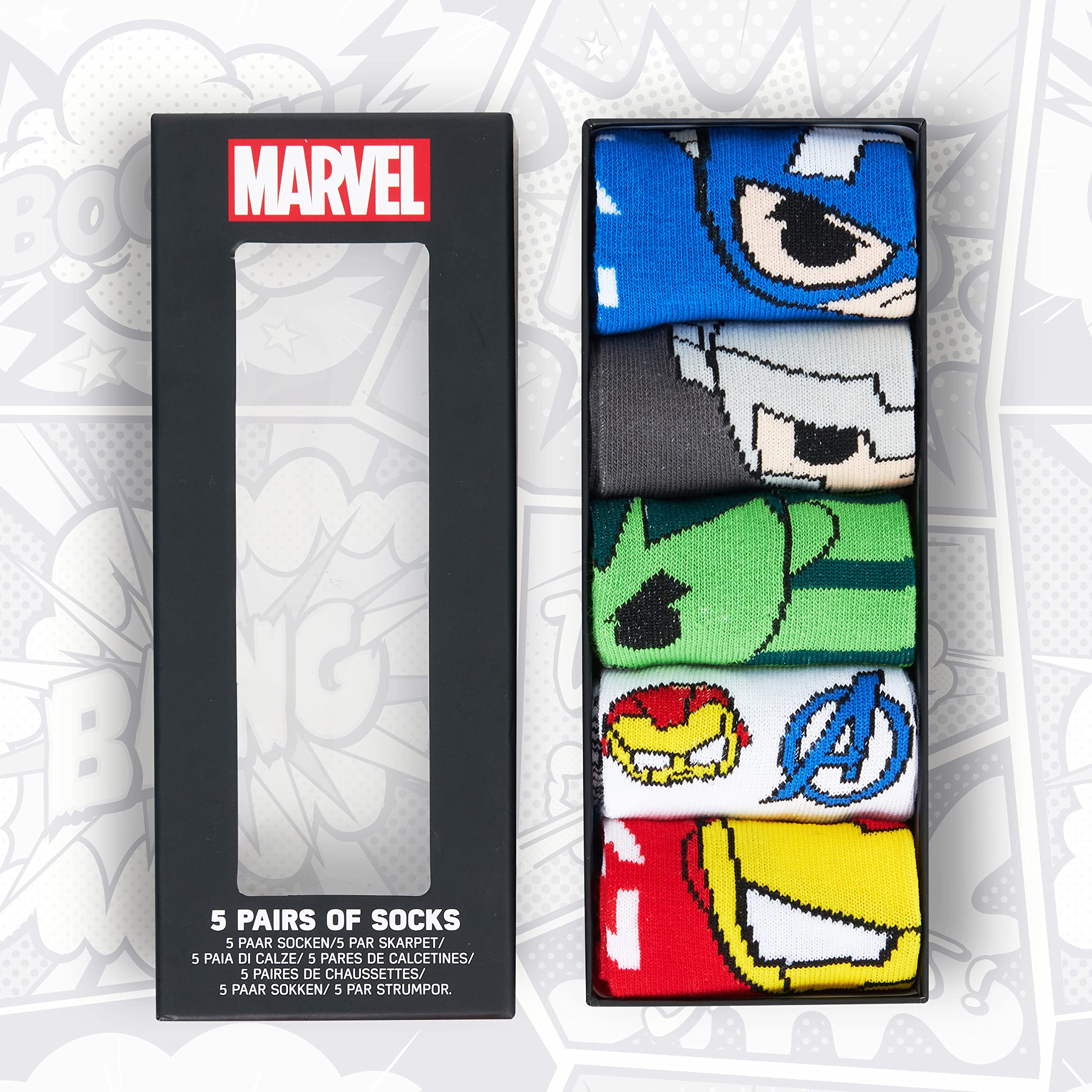 Marvel Calzini Ragazzo, Morbido Traspirante Calze Bambino - Pacco da 5