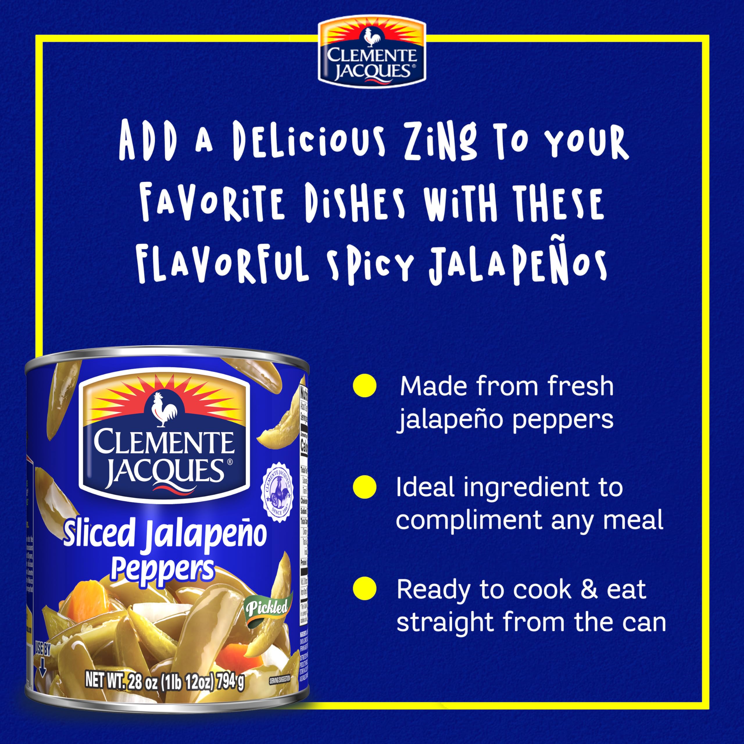 Clemente Jacques Sliced Jalapeño Peppers, 28 oz (Pack of 12)