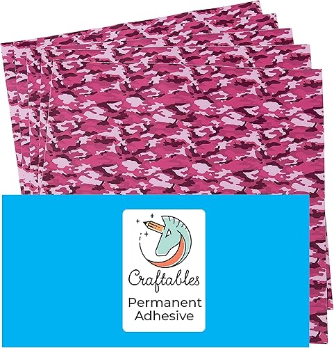Hojas de vinilo autoadhesivas con patrón de camuflaje rosa para Cricut, Silueta, Cameo, calcomanías, letreros, calcomanías de Craftables
