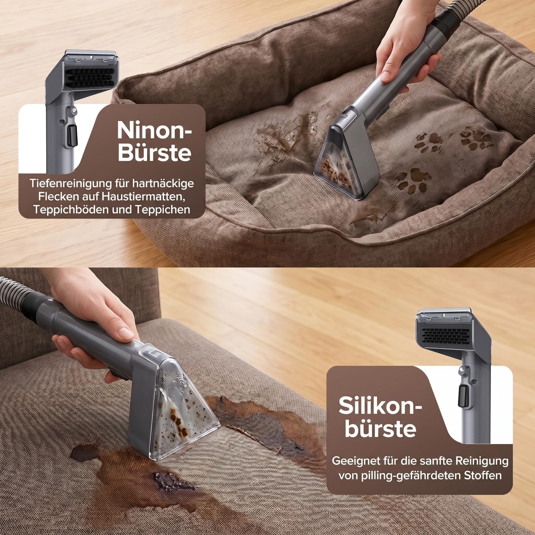 Lubluelu Limpiador de almohadas 600 W - 22 kPa limpiador de alfombras portátil con función de autolimpieza y manguera larga para alfombras, sofás y coches | Aspirador de lavado en húmedo con manguera larga, grandes tanques de agua y diseño ligero para alf