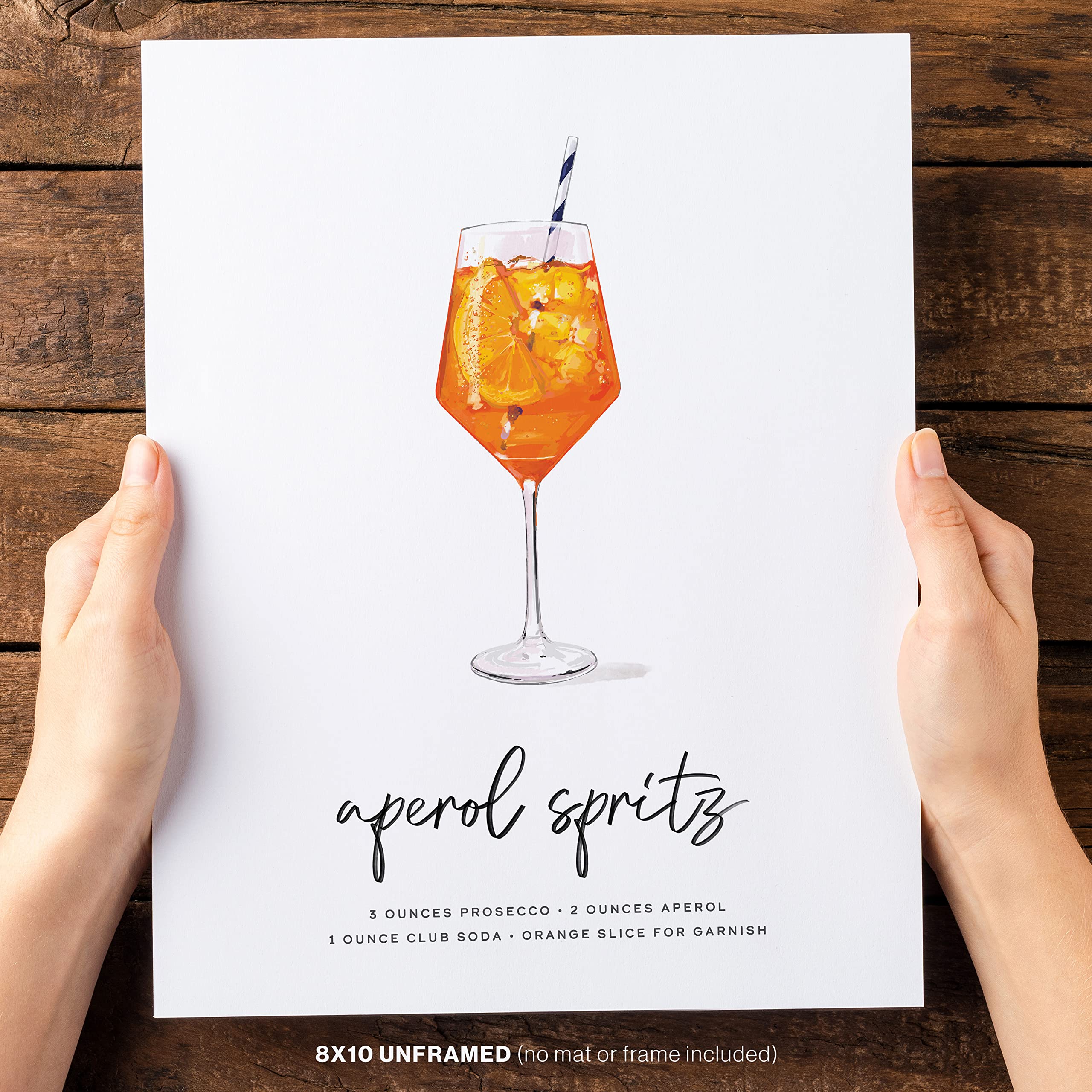 Aperol Spritz Cocktail-Wandkunst, Mix & Match Barwagen-Dekoration, illustrierte Alkohol-Poster mit Cocktail-Rezepten, ungerahmt, Bar-Wandkunst, Cocktail-Poster, Geschenke für Männer