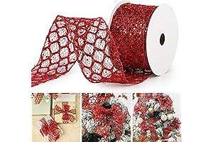 MAYREEL Red Christmas Wired Ribbon: A Glittery Holiday Essential