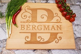 Algis Crafts | Personalized Handmade Cutting Board - MONOGRAM CAP LETTER | Laser Engraved Chopping Board | Anniversary Gifts for Couple | Personalised Gifts | Wedding Gifts | New Home Gifts