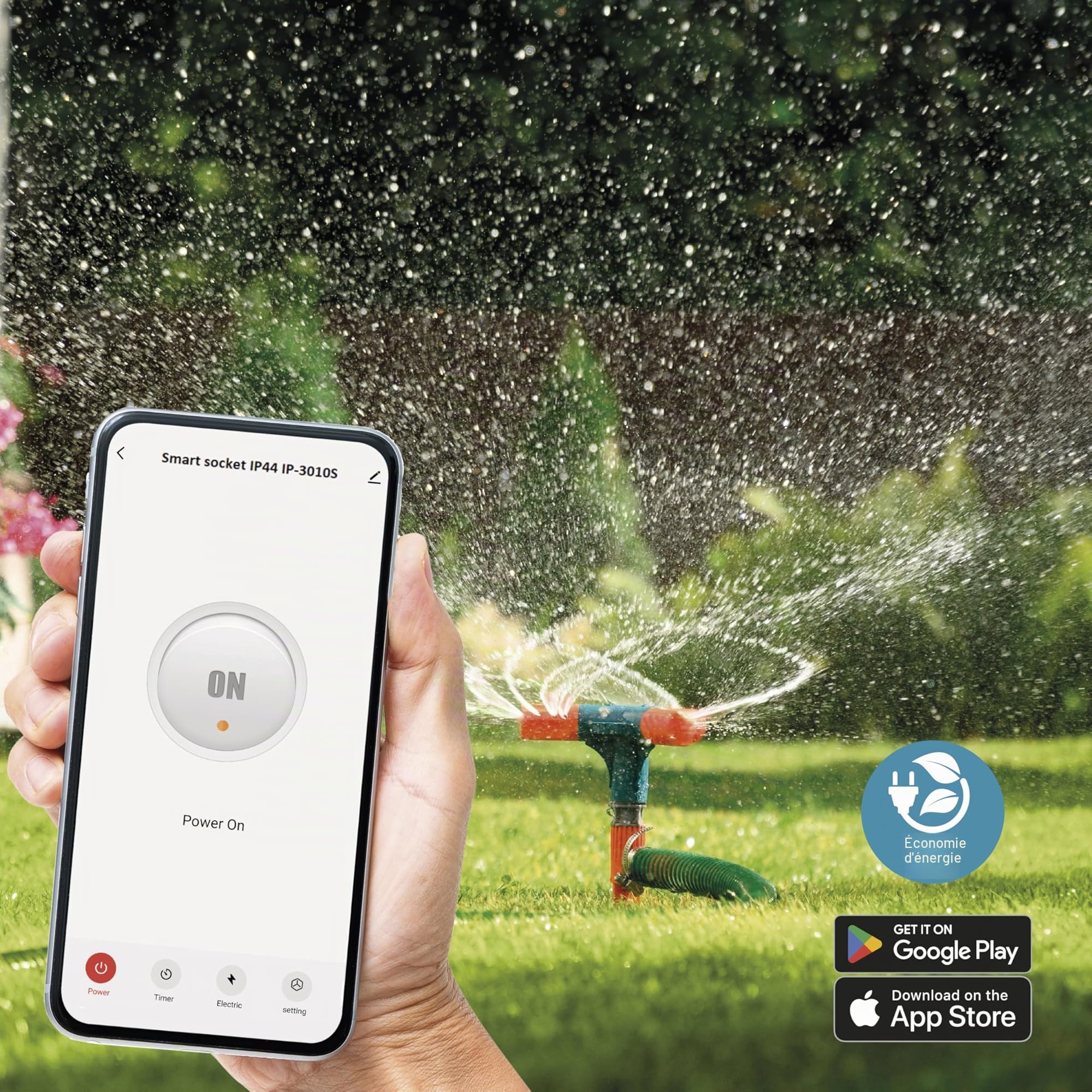 EMOS GoSmart ZigBee prise extérieure 16A, 2,4 GHz, minuterie et compteur, IP44, commande manuelle ou via Smart-App, compatible Alexa/Google Assistant, couleur noire