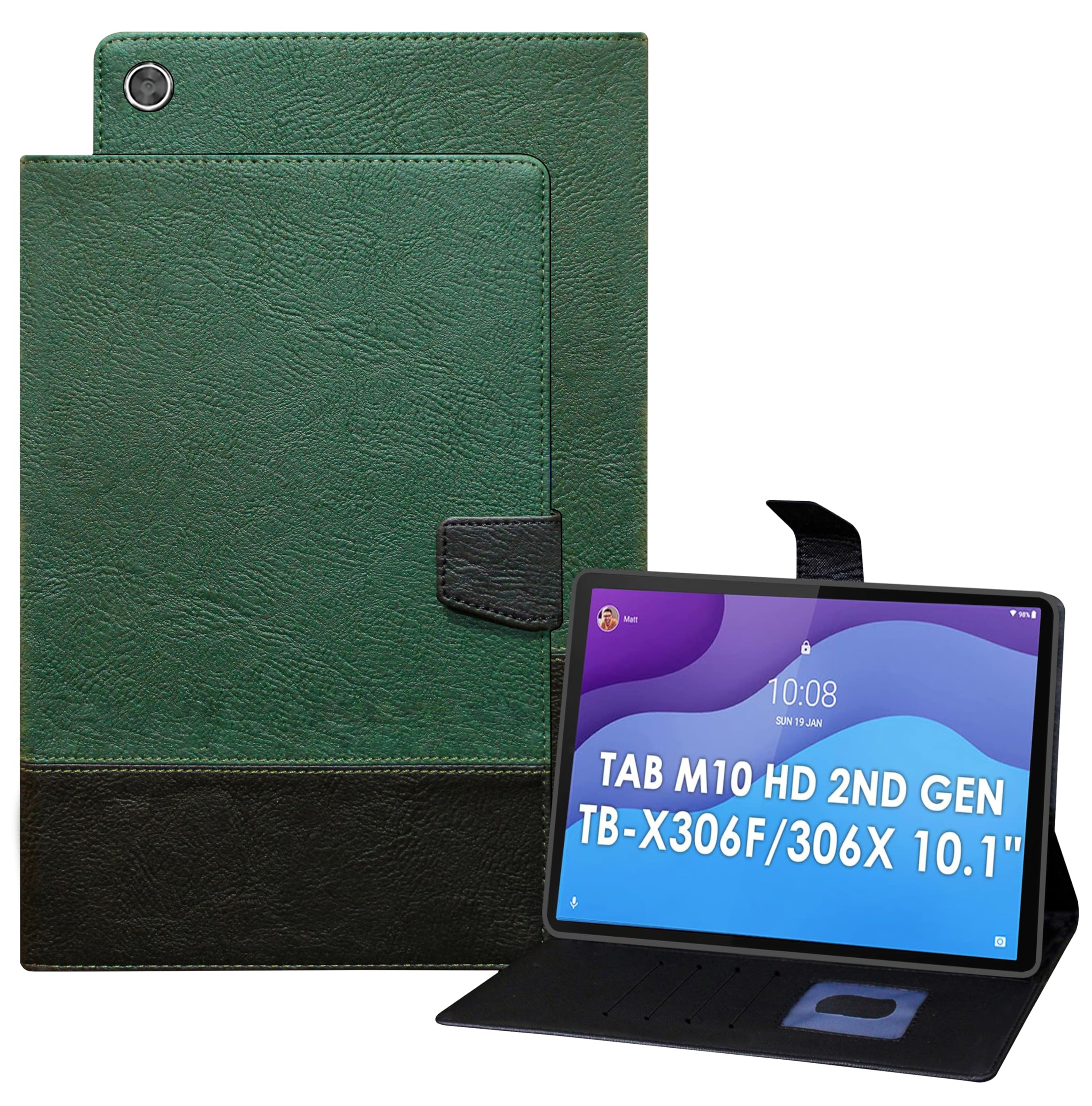 TGK Dual Color Design Leather Flip Case Cover for Lenovo Tab M10 HD 2nd Gen TB-X306X / Smart Tab M10 HD 2nd Gen TB-X306F (Green, Black) (B09J18BQ48) Amazon Price History, Amazon Price Tracker