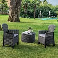 Dmora - Set salotto da esterno Napoli, Composizione da giardino con 2 poltrone ed