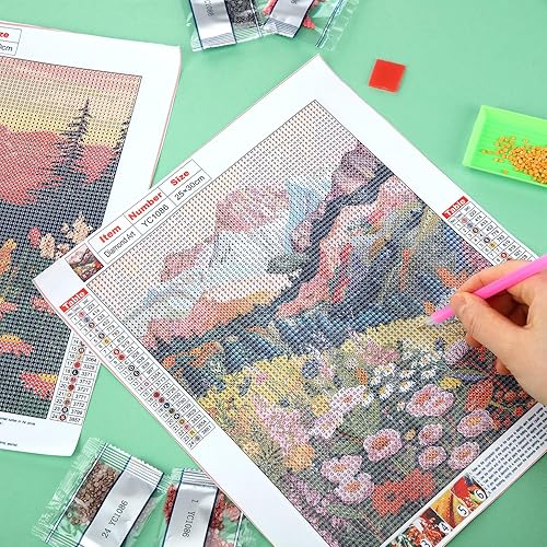 Miniatura 9 de Yeaqee Juego de 4 piezas de arte de diamantes, pintura de bricolaje para adultos, decoración estética de diamantes, decoración de habitación, lindas