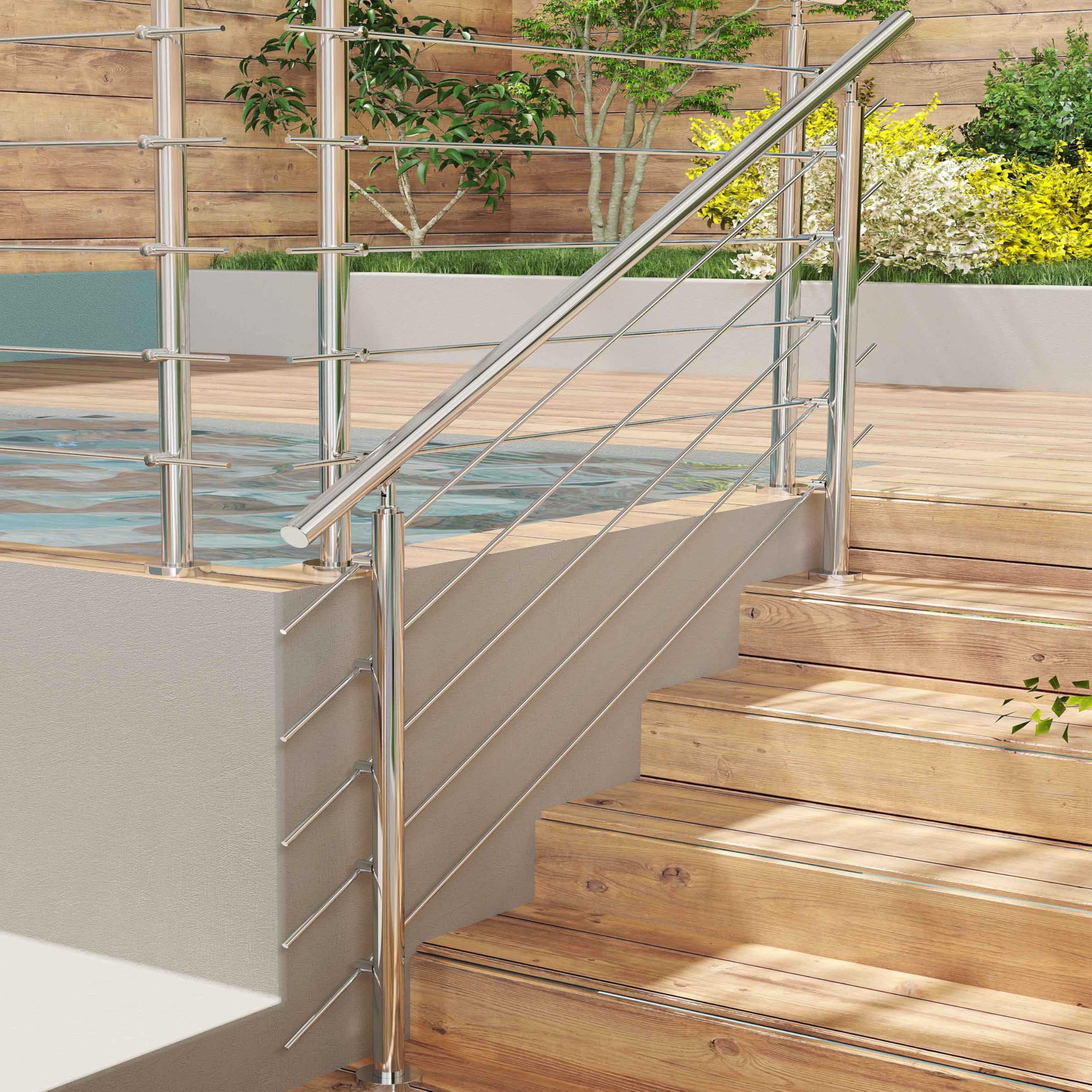 Garde-corps en inox 304 haut de gamme de 150cm avec 5 traverses pour sublimer vos terrasses