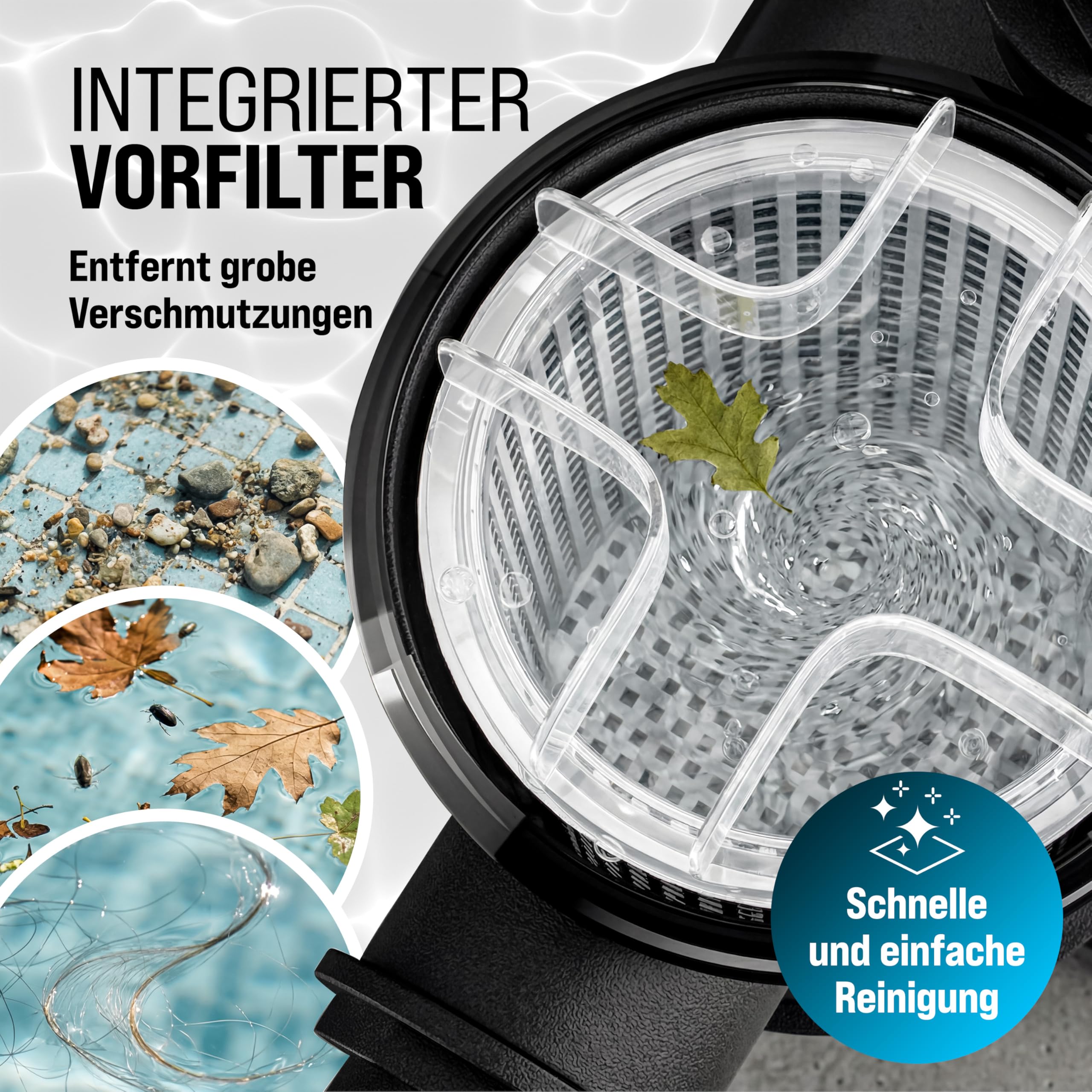 Monzana® Filterpumpe 9.960 l/h mit Vorfilter Poolpumpe Umwälzpumpe Sandfilter Pool Pumpe 9,0m Förderhöhe Poolfilter