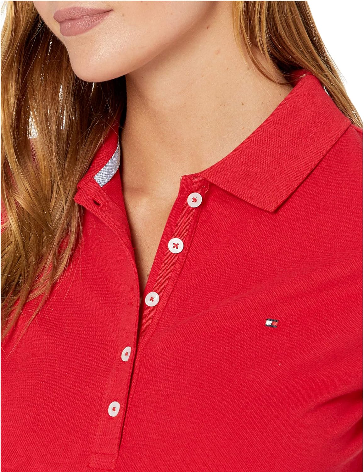 Tommy Hilfiger Women's Classic Short Sleeve Polo Shirt, ultra Scarlet, X-Small - Image 3