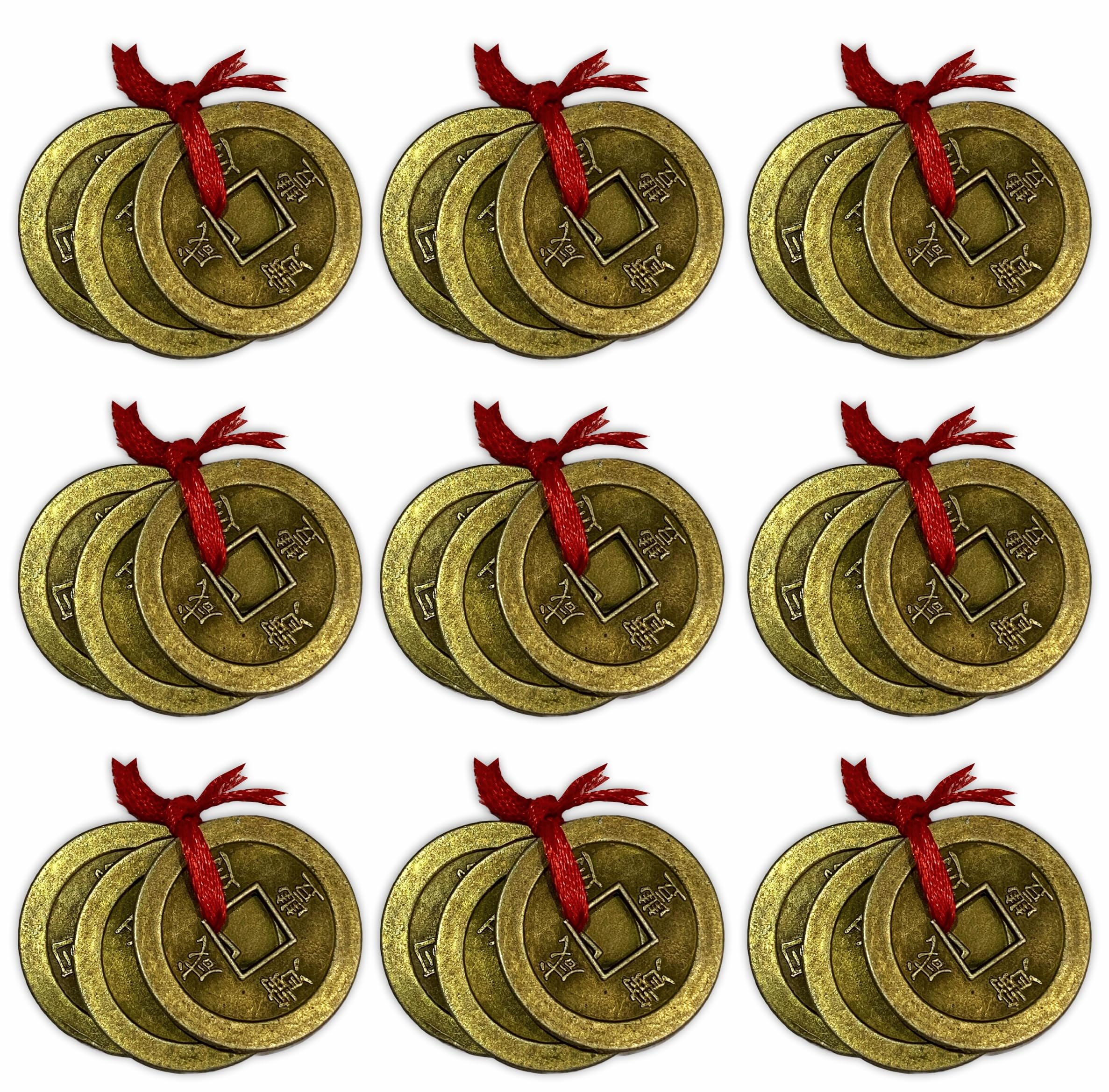 Pièces chinoises Feng Shui pour décoration de maison et bureau avec cordon rouge