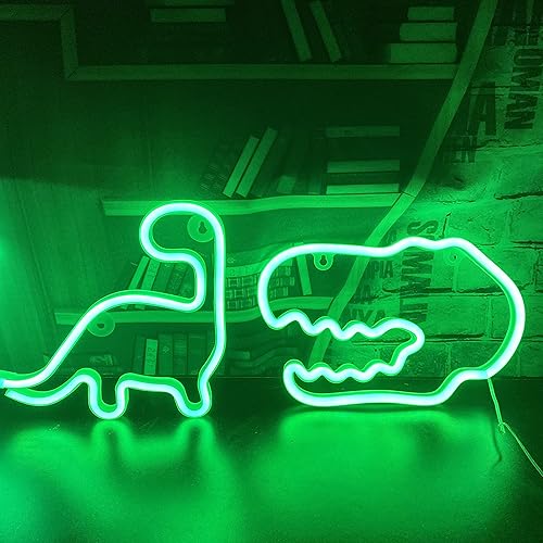 Miniatura 5 de QiaoFei Letrero de neón de dinosaurio, luz nocturna para niños, lámpara LED de dinosaurio para decoración de pared, decoración de dormitorio, fiesta