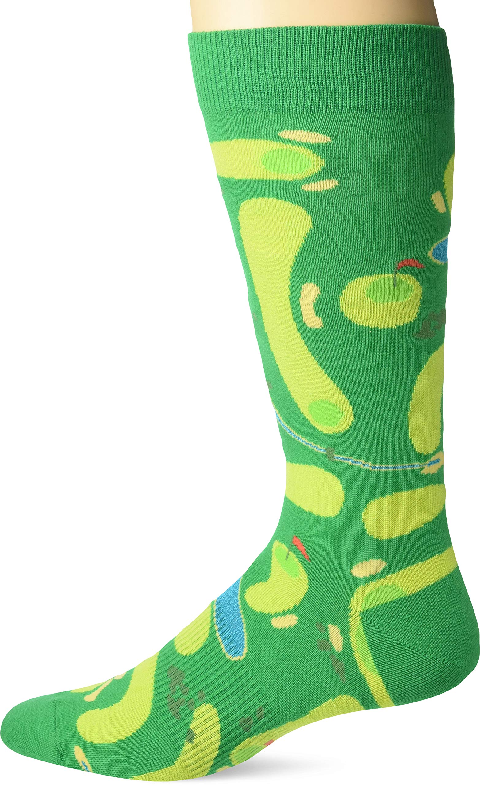 K. Bell Men's Sporting Novelty Crew Socks, golf Course (Green), Shoe Size: 6.5-12
