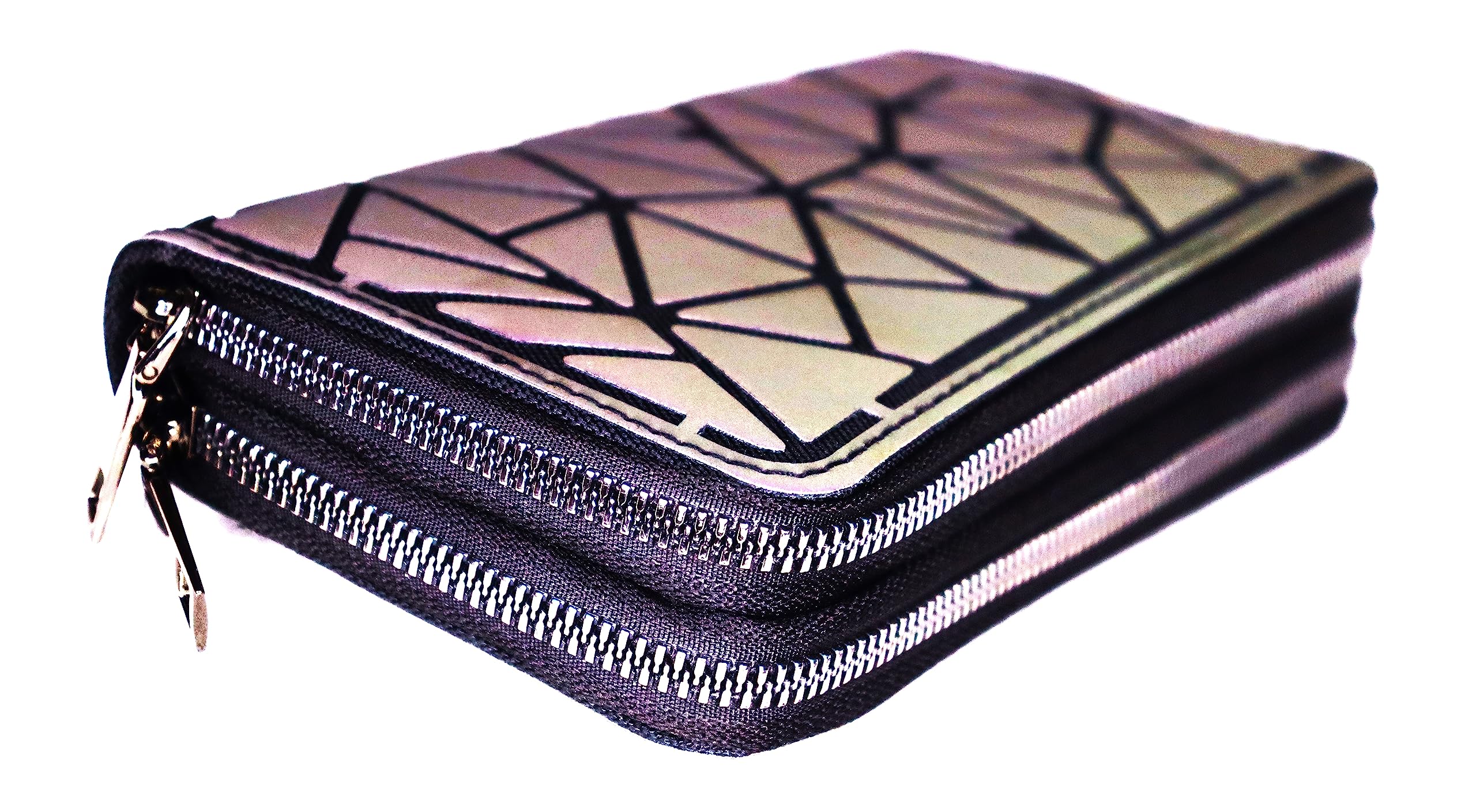 ANESHA Holographic Zip Around Purse | Ladies Handbag | Zipper Wallet Double Zipper Pack of 1 (8 x 4 x 2 Inches)-image-35