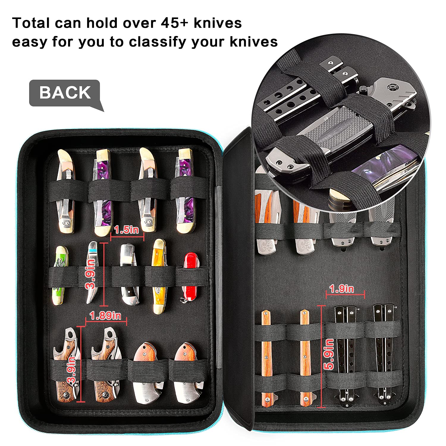 Buy Knife Display Case for 45+ Pocket Knives, for Butterfly Knife Storage Bag, Folding Knives