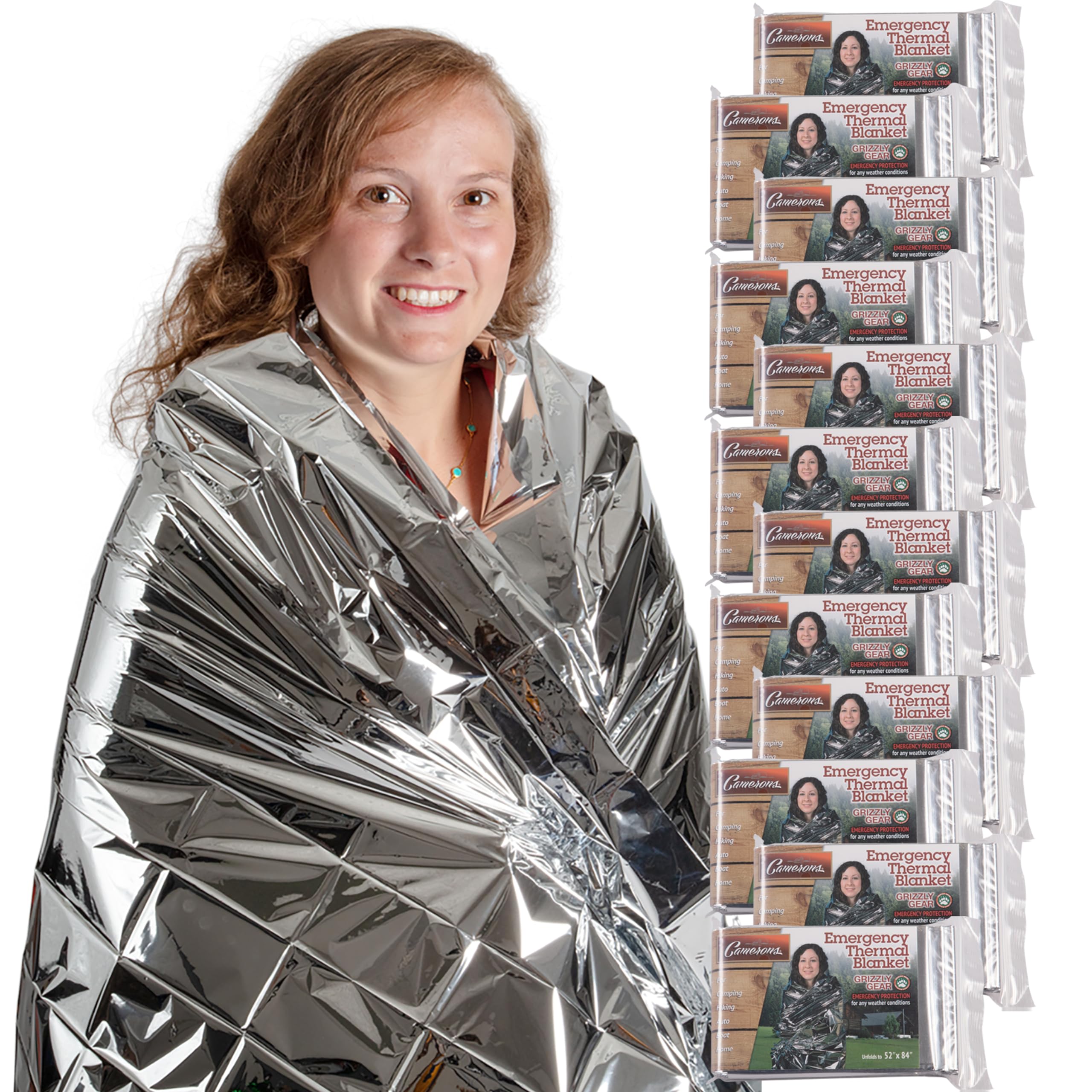 Grizzly Gear mantas térmicas de emergencia (12 unidades) se pliega a 52 pulgadas x 84 pulgadas