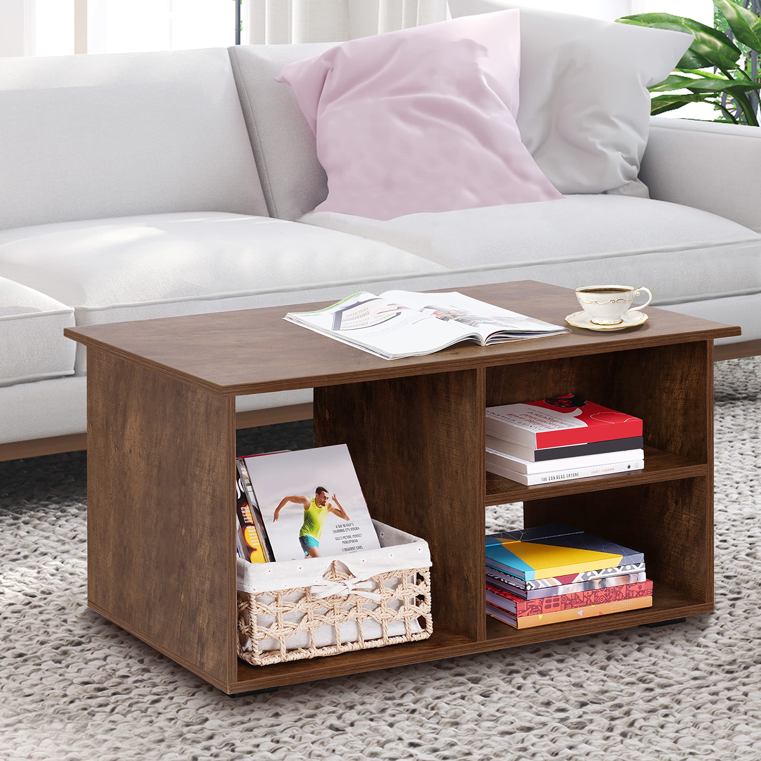 ABOUT SPACE Coffee Table with Storage - Solid Finish Portable Wooden Center Table - Space Saving Furniture - Sofa/Tea/End Table/Teapoy for Living Room, Home, Office (Brown - L 90 x B 40 x H 42 cm) (B0C33QDVHD) Amazon Price History, Amazon Price Tracker
