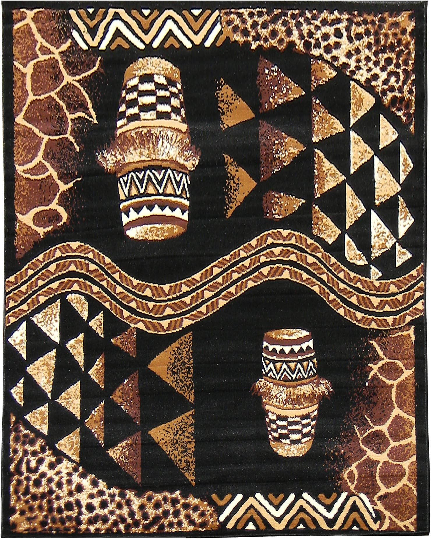 DonnieAnn African Adventure Drums Design Area Rug, Black
