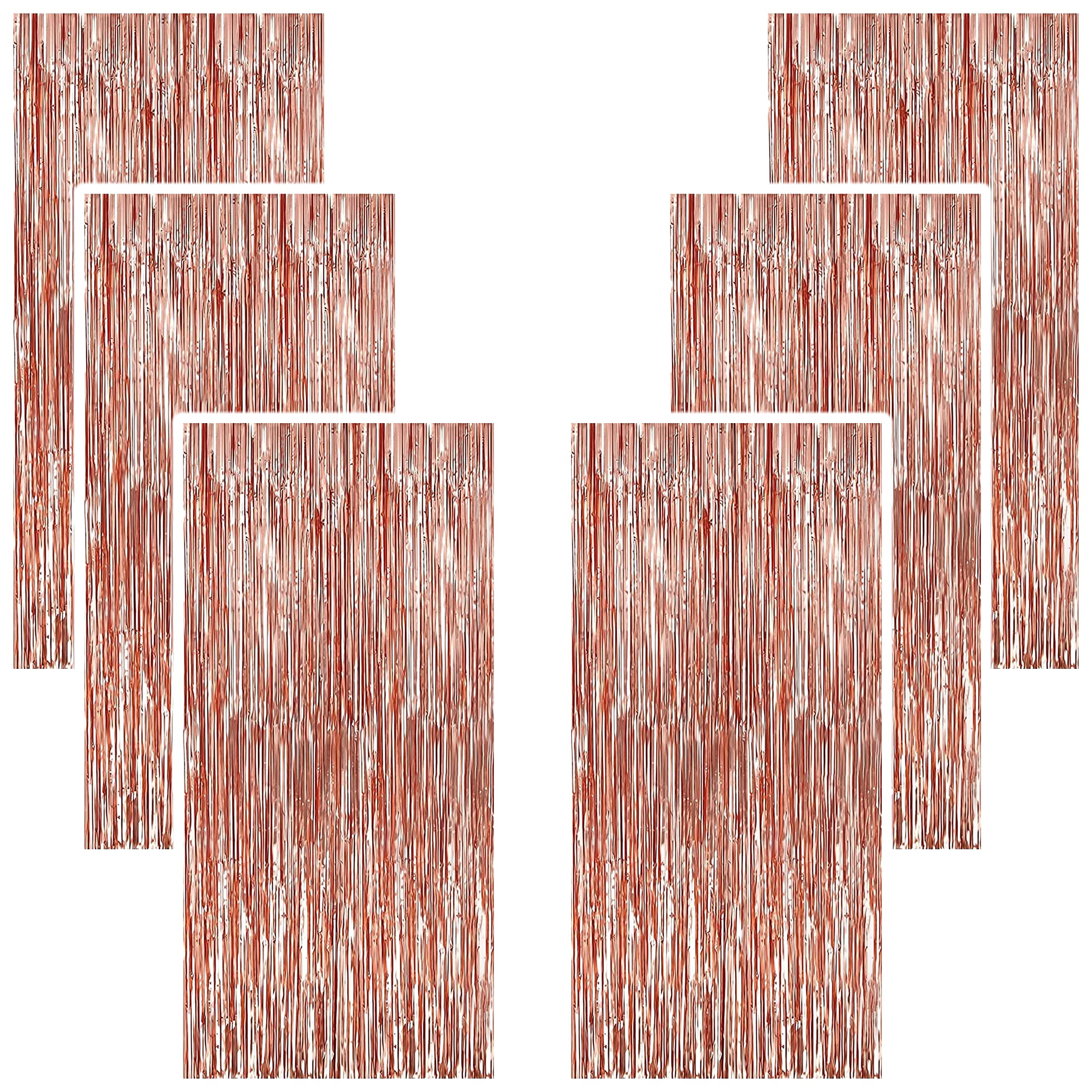 TOYXE Foil Fringe Tinsel Curtains for Photo Backdrop Party Decorations Rose Gold Pack of 6 Pcs