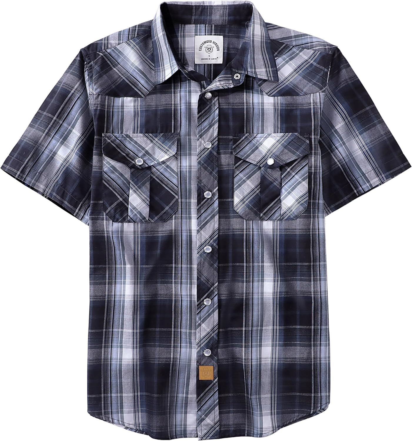 Dubinik® Western Shirts for Men Short Sleeve Plaid Pearl Snap Shirts for Men Button Up Shirt Cowboy Casual Work Shirt