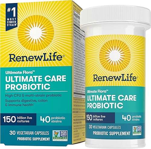 Renew Life Ultimate Flora - Probiótico para adultos, 150 mil millones, 30 cápsulas (el paquete puede variar)