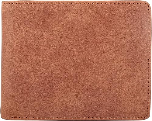 Miniatura 42 de HIMI - Cartera elegante de cuero auténtico para hombre, con bloqueo de interferencia de radiofrecuencia (RFID), con 2 ventanas para identificación