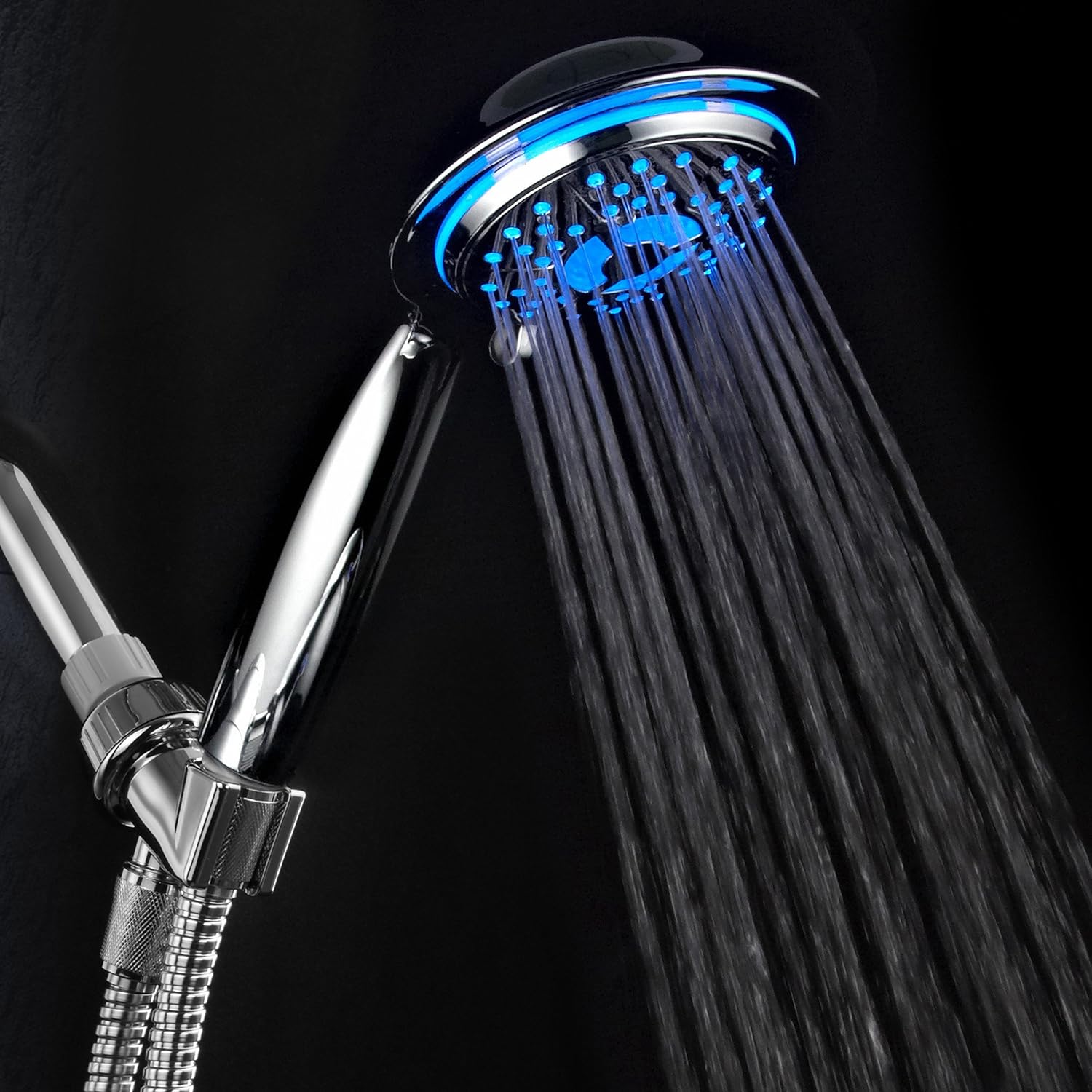 PowerSpa 4-Inch LED Handheld Shower Head with Air Jet LED Turbo Pressure-Boost Nozzle Technology (Premium Chrome)