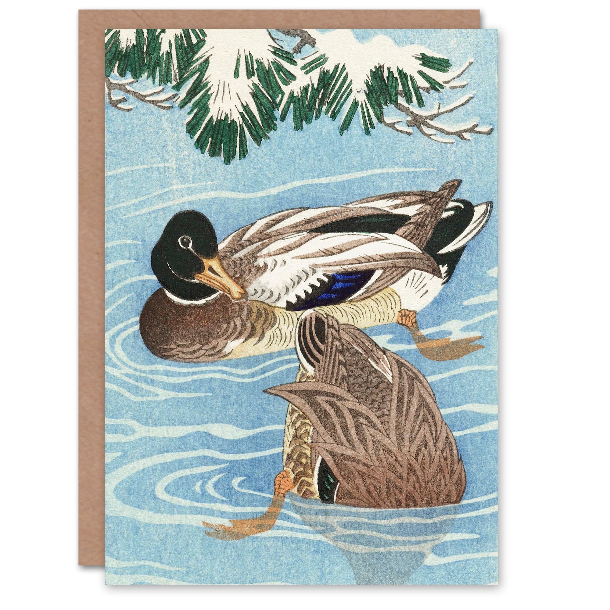 Artery8 Ohara Koson Art Card Couple Of Ducks In The Water
