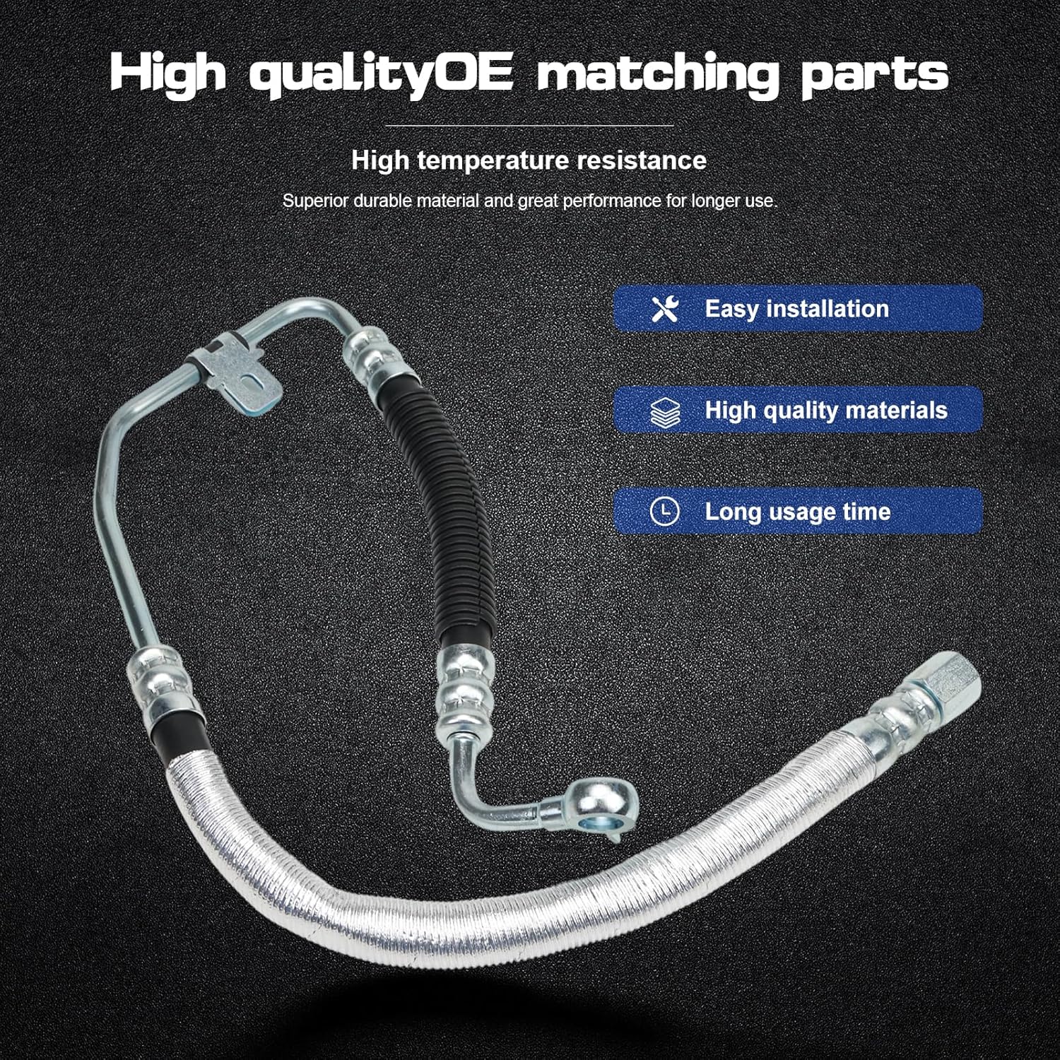 Power Steering Pressure Hose Line for Camry 2001-2006, Solara 2004-2008, ES300 2002 2003, ES330 2004-2006 V6 3.0L 3.3L, Replaces 44411-33110, 3401185, 44411-06080 44411-06081