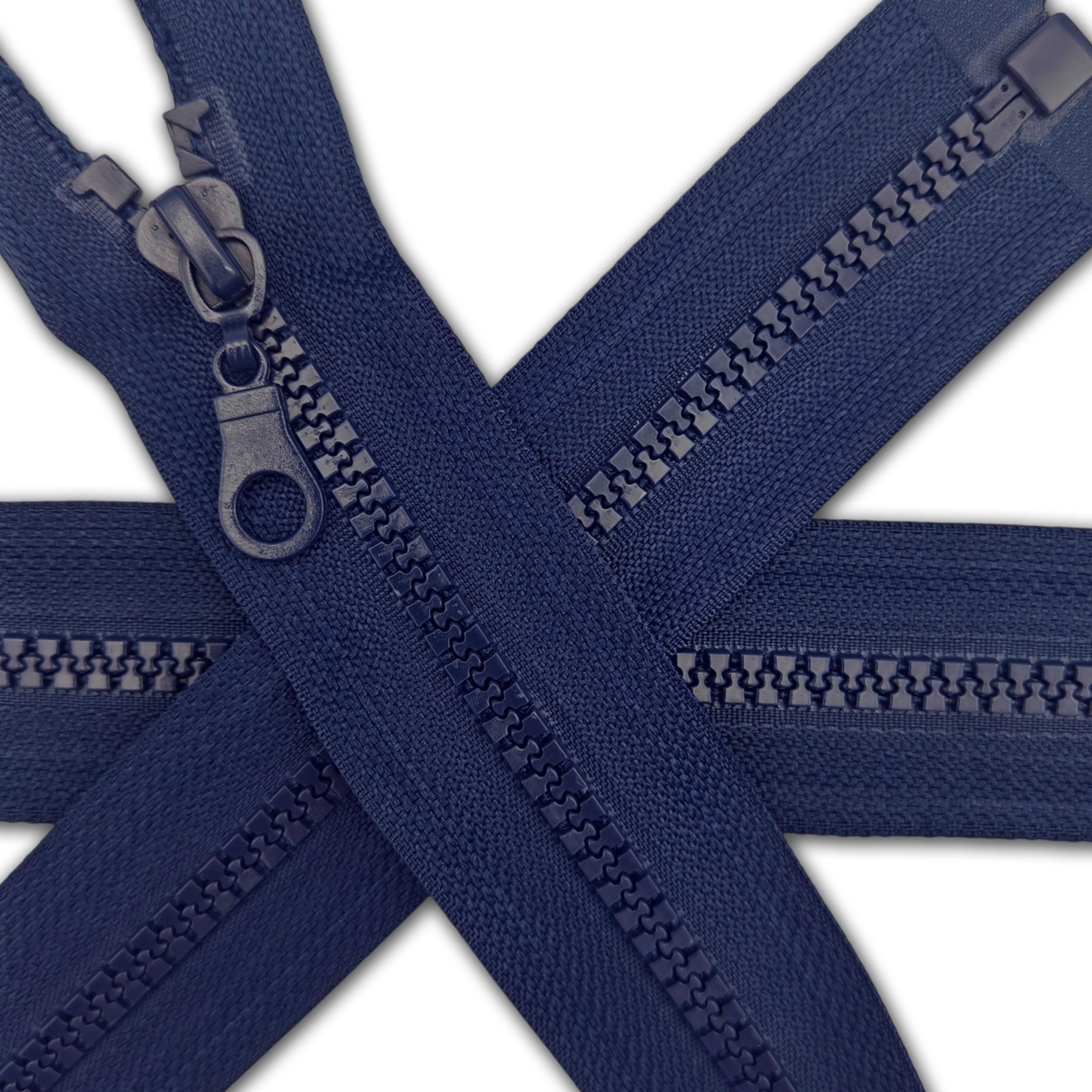 1 pc Navy Blue Chunky Zipper 13.7'' | Open-End Fastener Size #5 | Single Slider, One-Way Plastic Resin Zip for Sewing, Jackets, Coats, DIY Repair, Tailoring | Replacement Zipper 35cm
