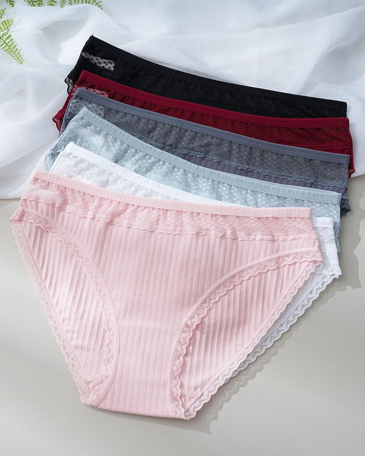 LEVAO Womens Underwear Cotton Bikini Panties Lace Cut Out Stretch Cheeky Ladies Briefs 6 Pack S-XL - Image 5