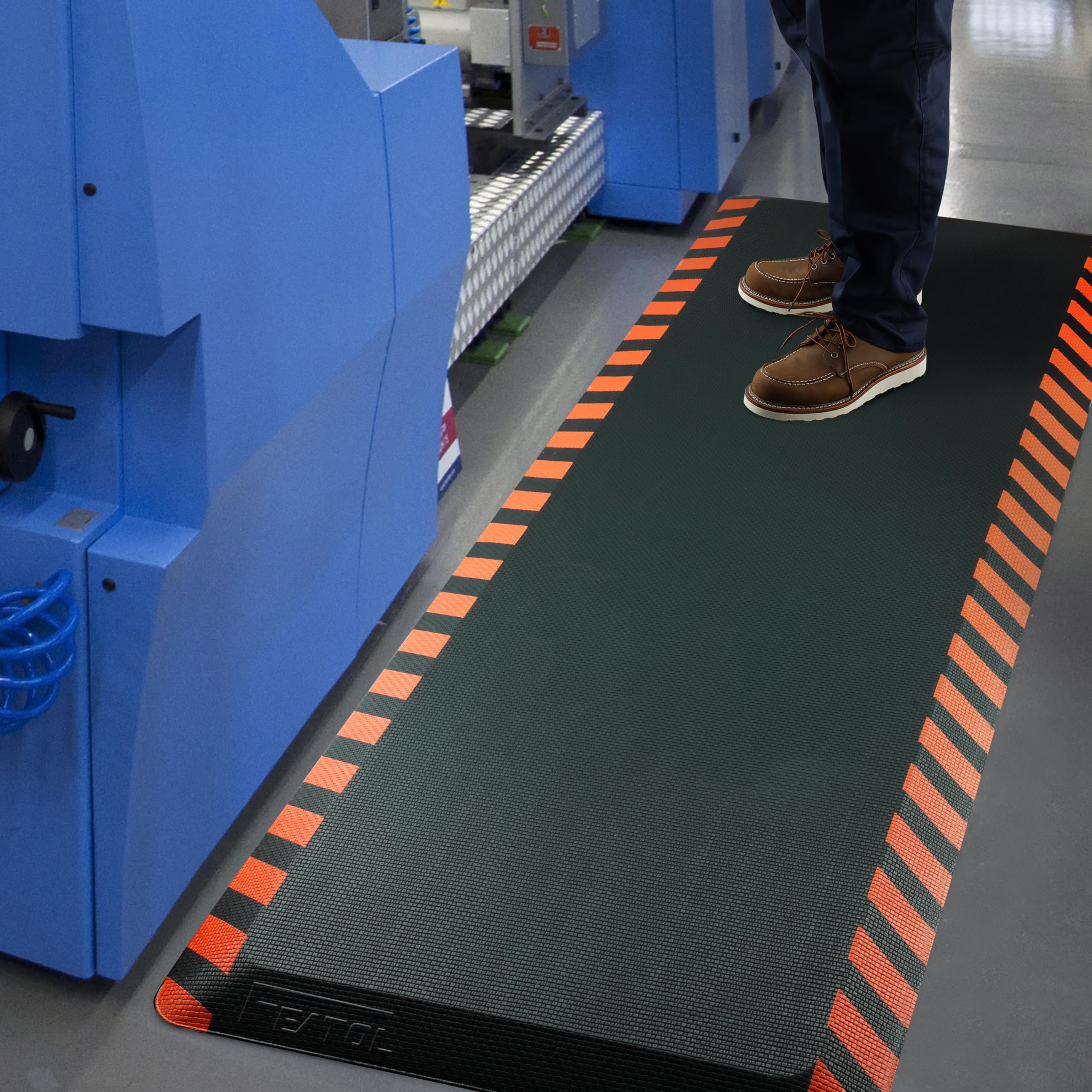 FEATOL Anti Fatigue Mat Industrial, Ergonomic Standing Floor Mat for Work for Stand -Safety Support for Leg & Back Pain(Orange Border, 20" x 32", 1PC)